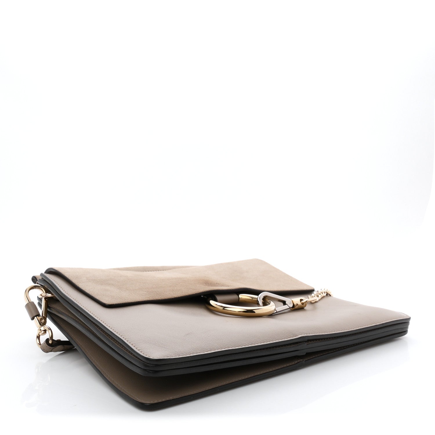 Calfskin Suede Medium Faye Shoulder Bag Motty Grey