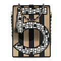 Plexiglass Strass Mosaic No 5 Minaudiere Clutch Black Gold