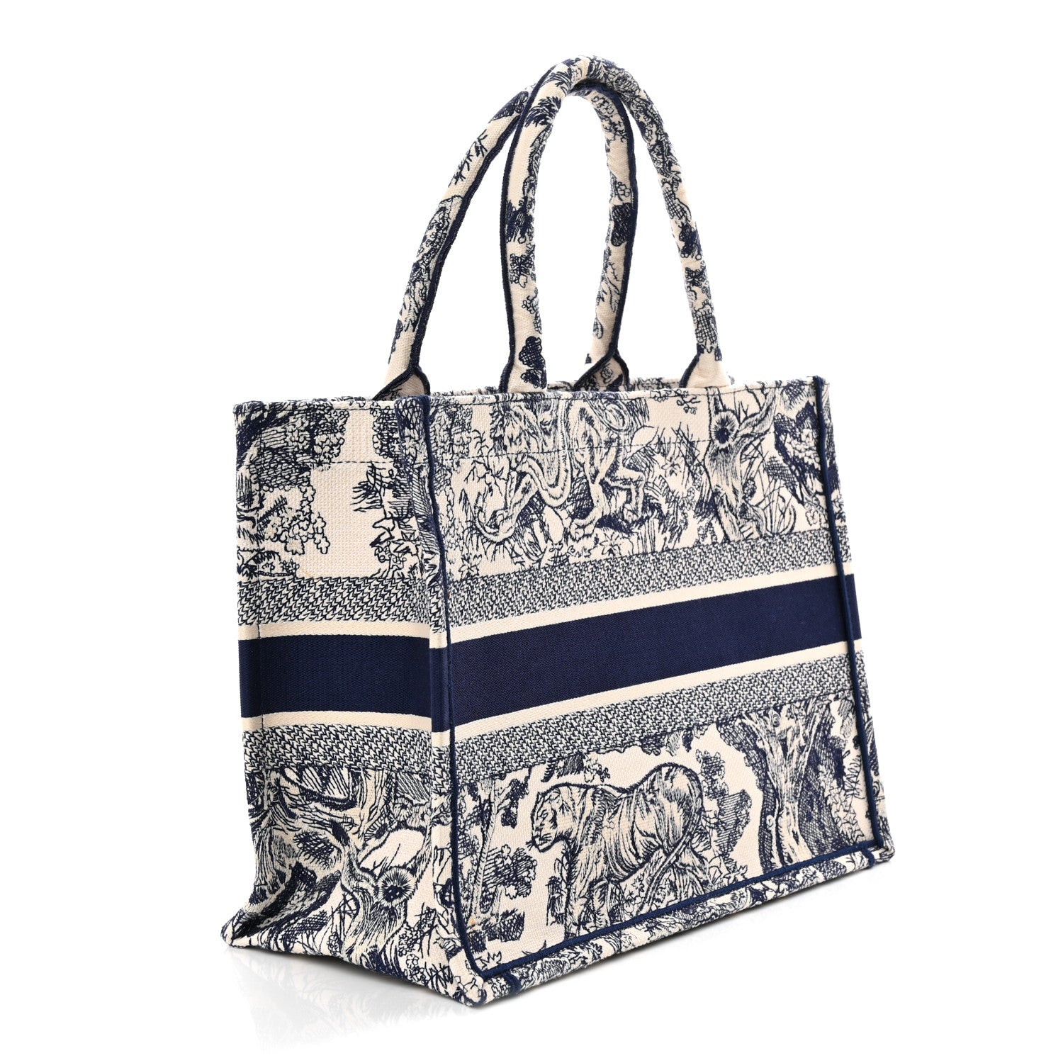 Canvas Embroidered Medium Dioriviera Toile De Jouy Book Tote Blue