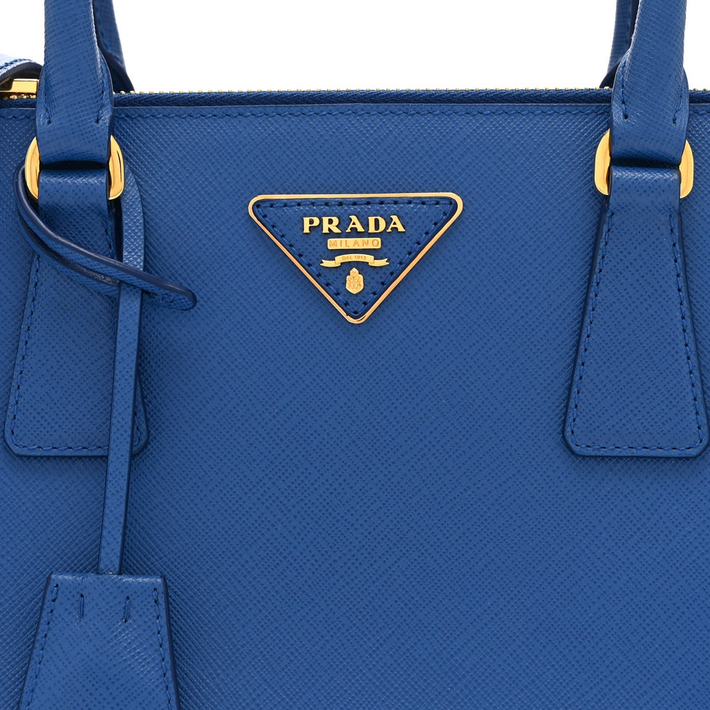 Saffiano Lux Small Galleria Double Zip Tote Bluette