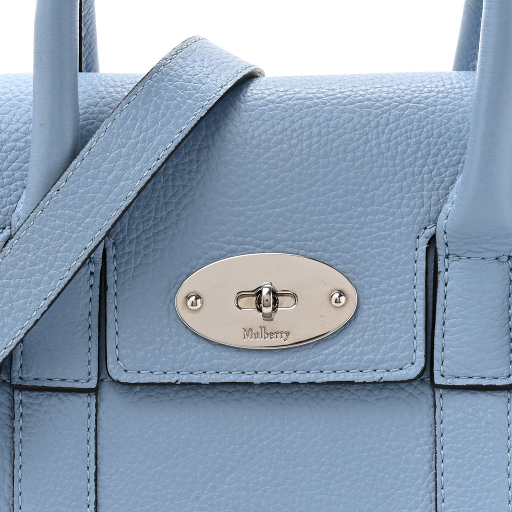 Classic Grain Calfskin Small Bayswater Porcelain Blue