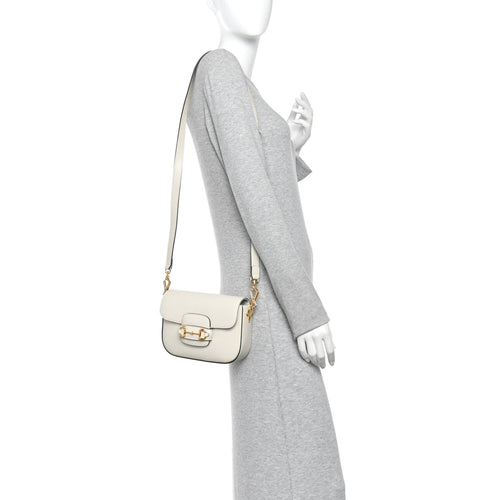 Azalea Calfskin Web Mini Horsebit 1955 Shoulder Bag Mystic White
