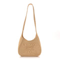 Yarn Raffia Effect Crochet Embroidered Logo Hobo Naturale
