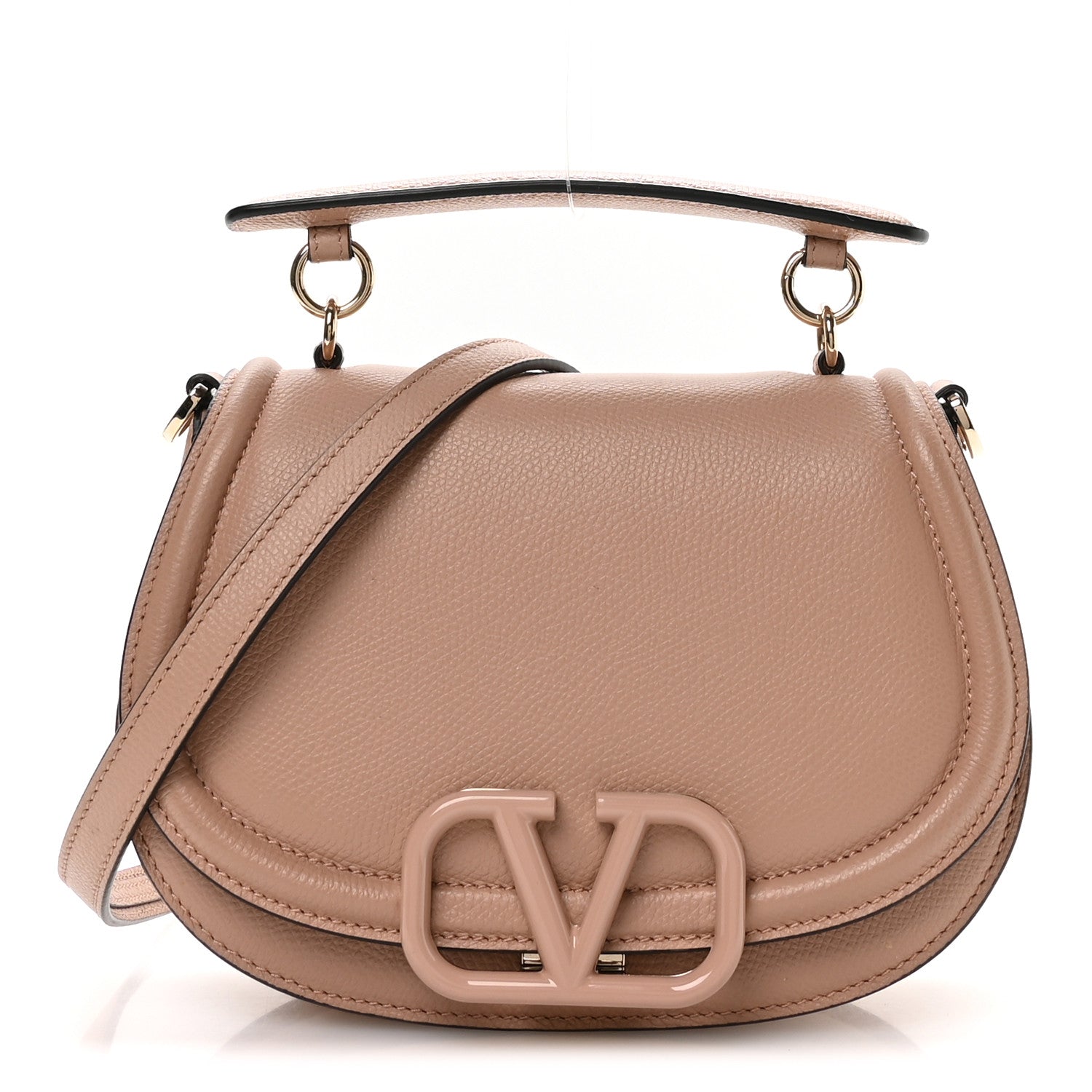 Grainy Calfskin VSling Saddle Bag Rose Cannelle