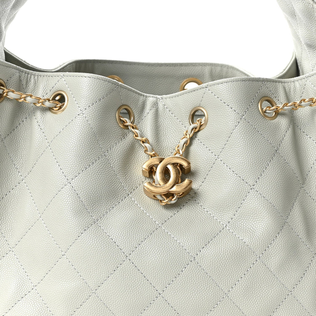 Caviar Quilted Small Chanel 25 Handbag Light Green