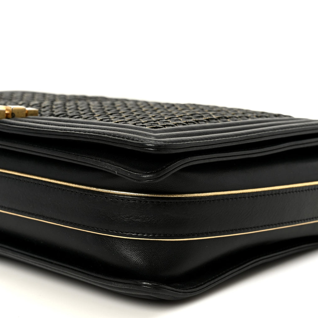 Braided Sheepskin Large Boy Reverso Flap Black