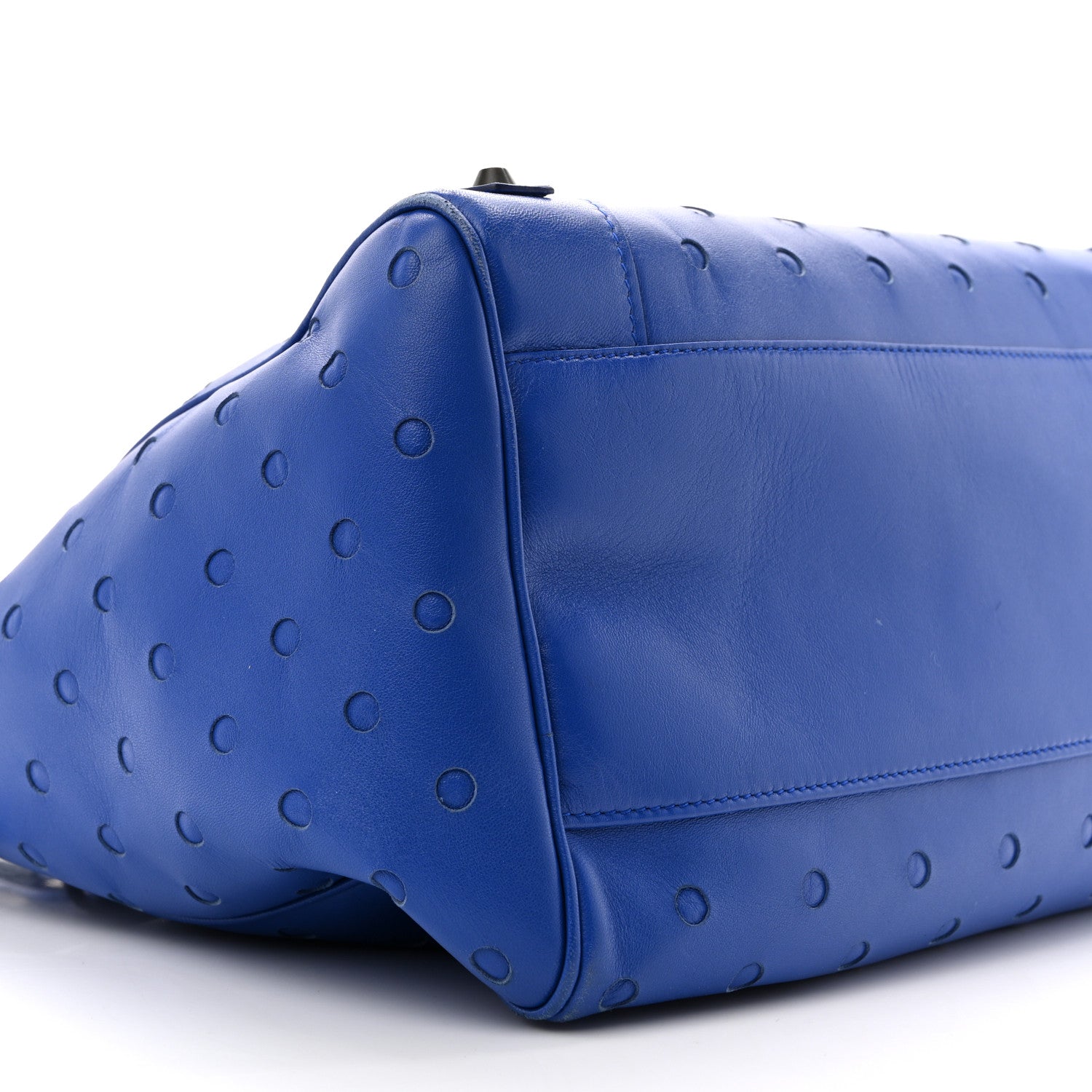 Perforated Lambskin Polka Dots Classic Hardware Velo Blue