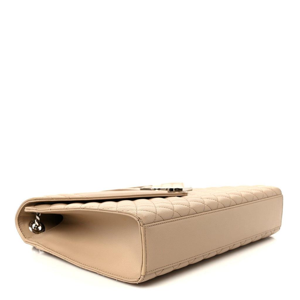 Grain De Poudre Large Tri-Quilt Monogram Satchel Dark Beige