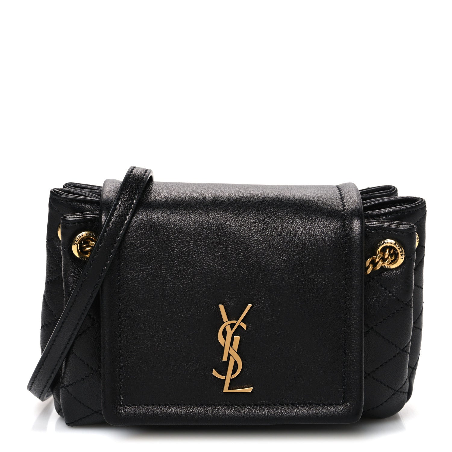 Lambskin Quilted Monogram Mini Nolita Black