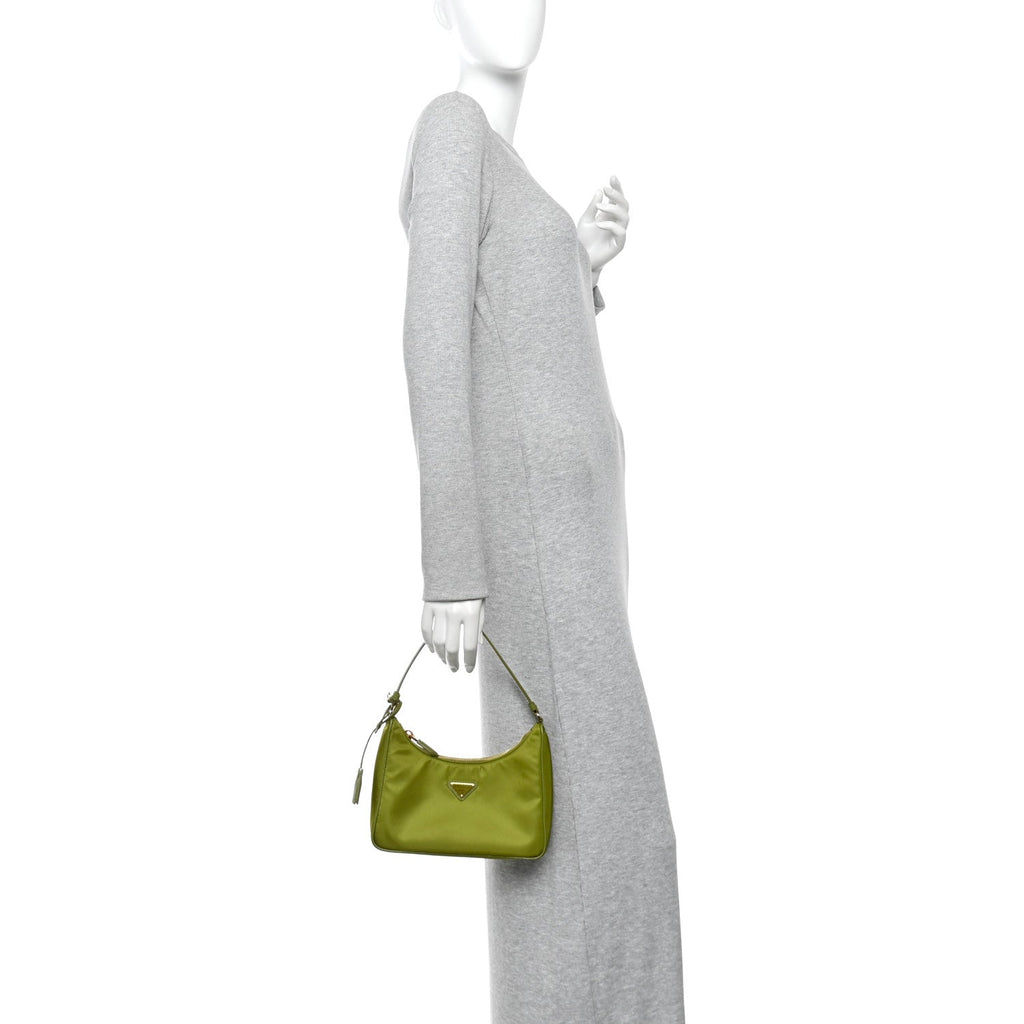 Re-Nylon Saffiano Mini Re-Edition 2005 Bag Ivy Green