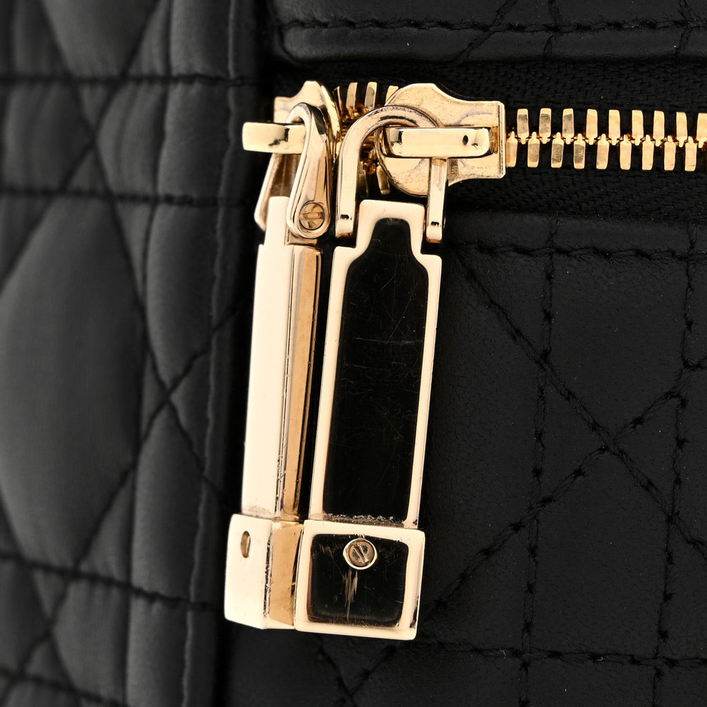 Lambskin Cannage Micro Lady Dior Vanity Case Black
