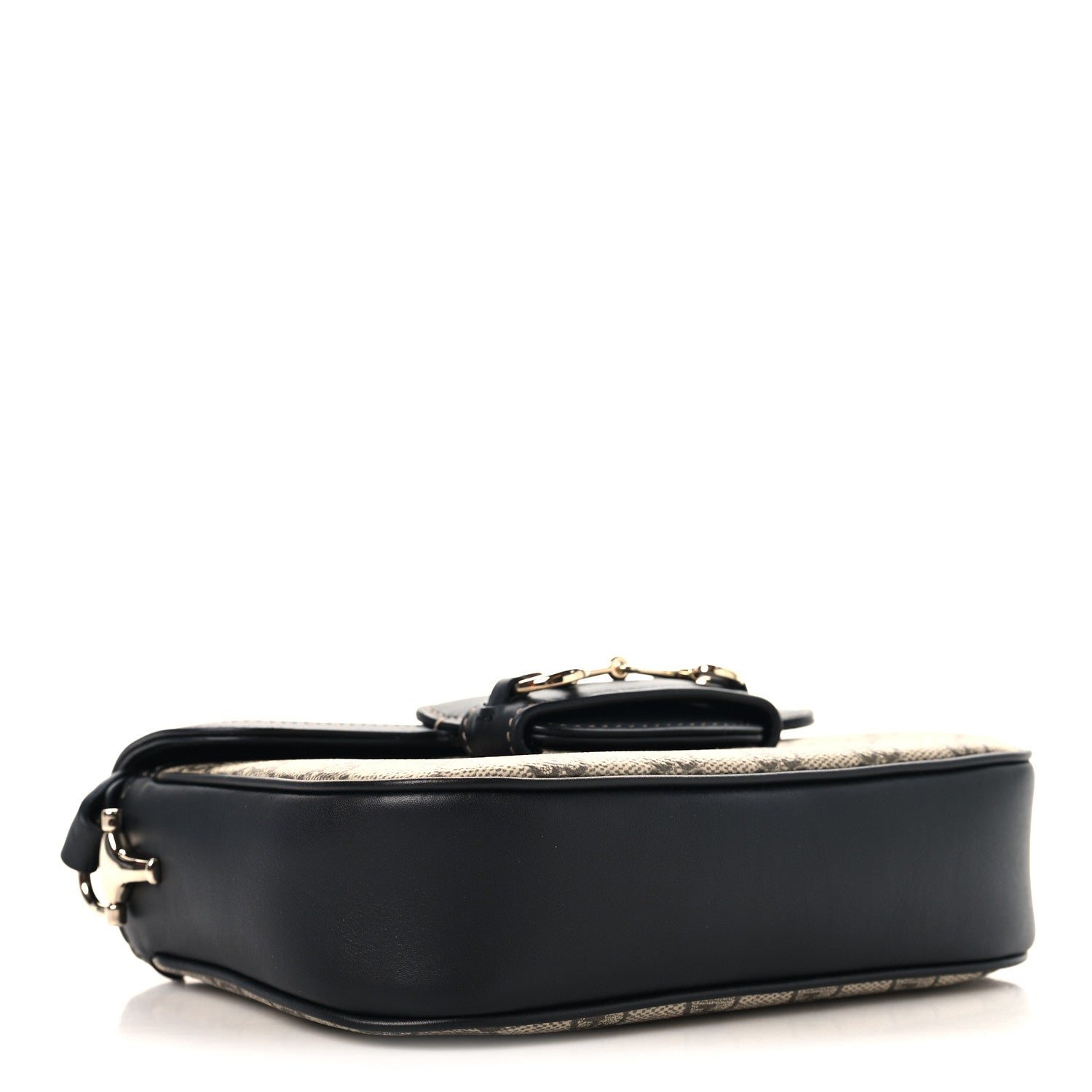 GG Supreme Monogram Horsebit 1955 Soft Small Shoulder Bag Beige Black