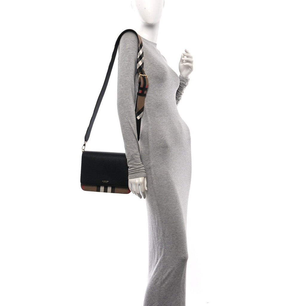 Derby Calfskin House Check Mackford Crossbody Bag Black