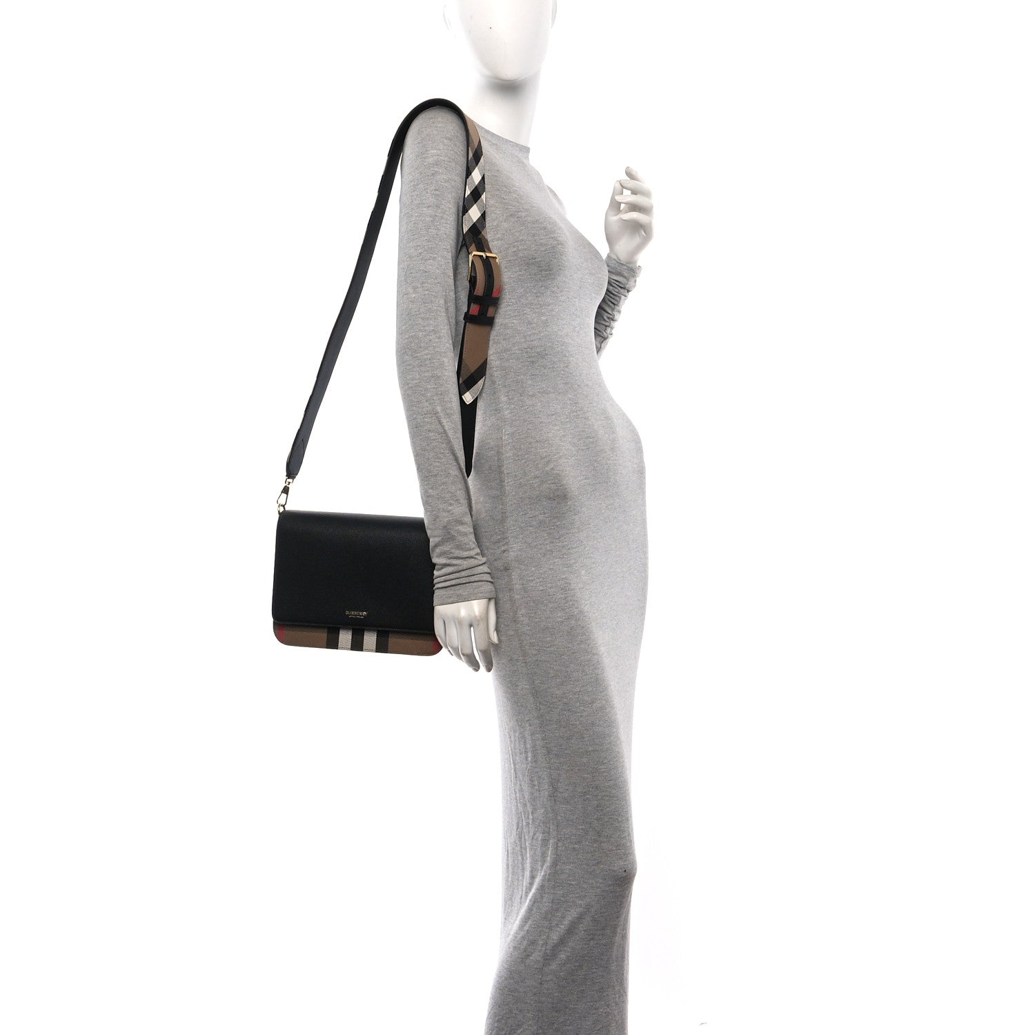 Derby Calfskin House Check Mackford Crossbody Bag Black