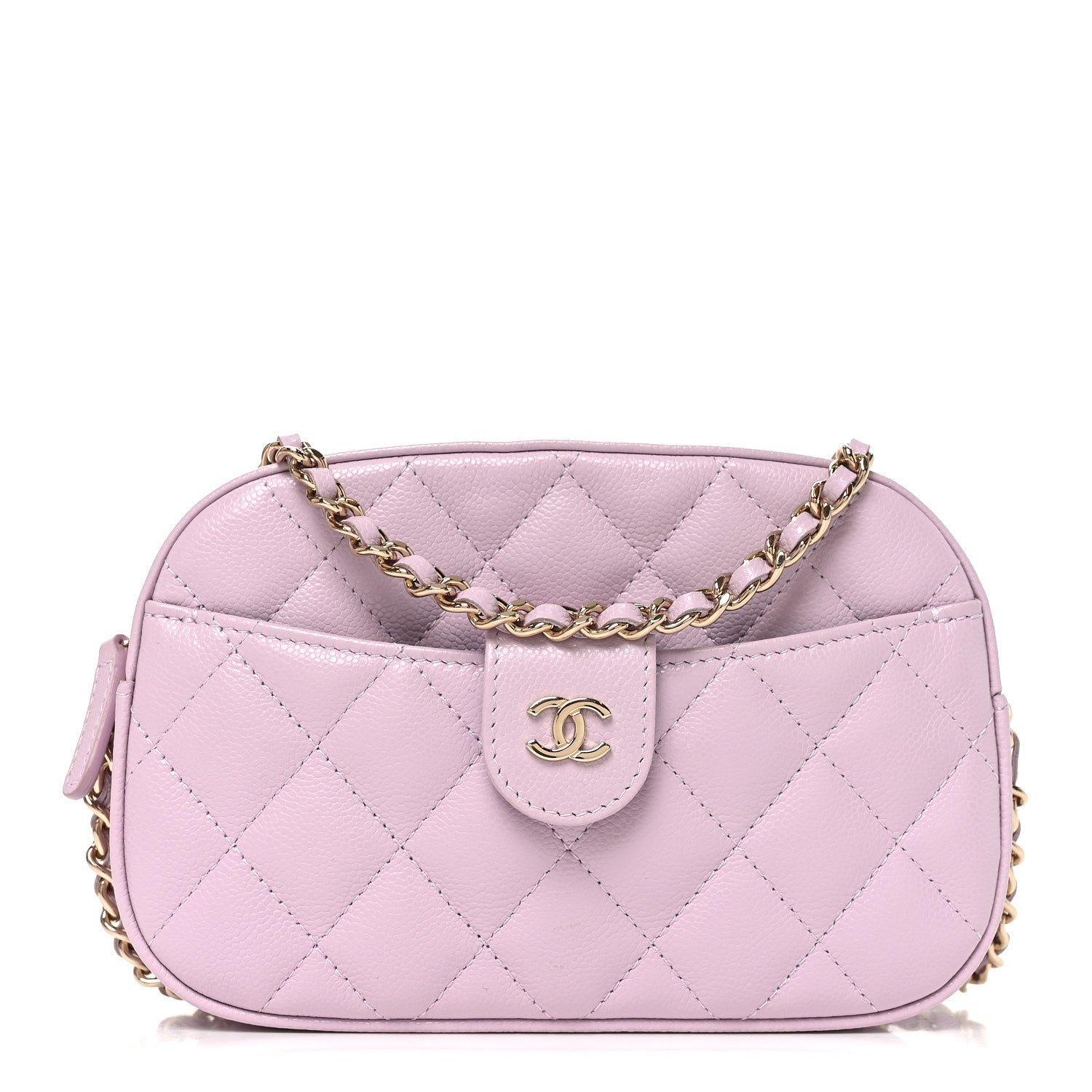 Caviar Quilted Chain Camera Bag Light Purple