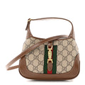 GG Supreme Monogram Azalea Calfskin Web Mini Jackie 1961 Hobo Beige Ebony Brown Sugar