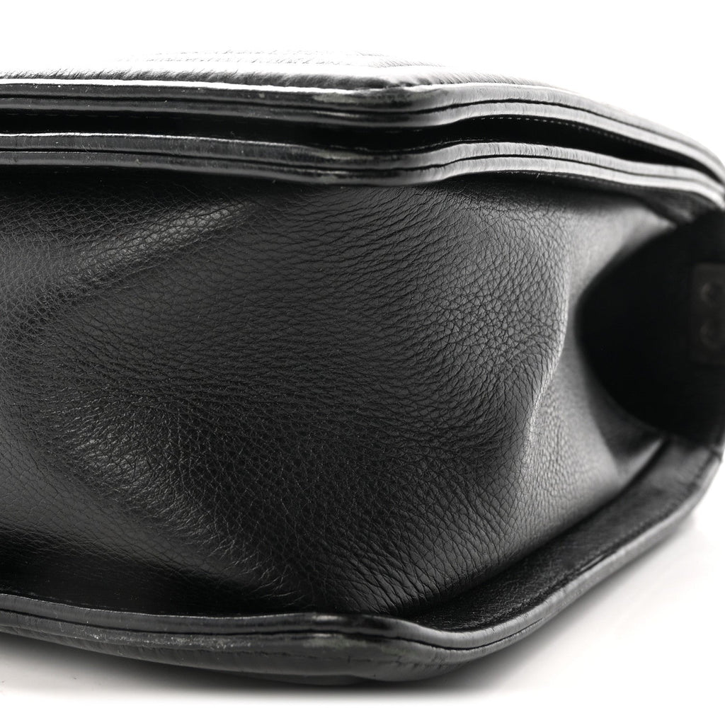 Calfskin Quilted Double Stitch New Medium Boy Flap Black
