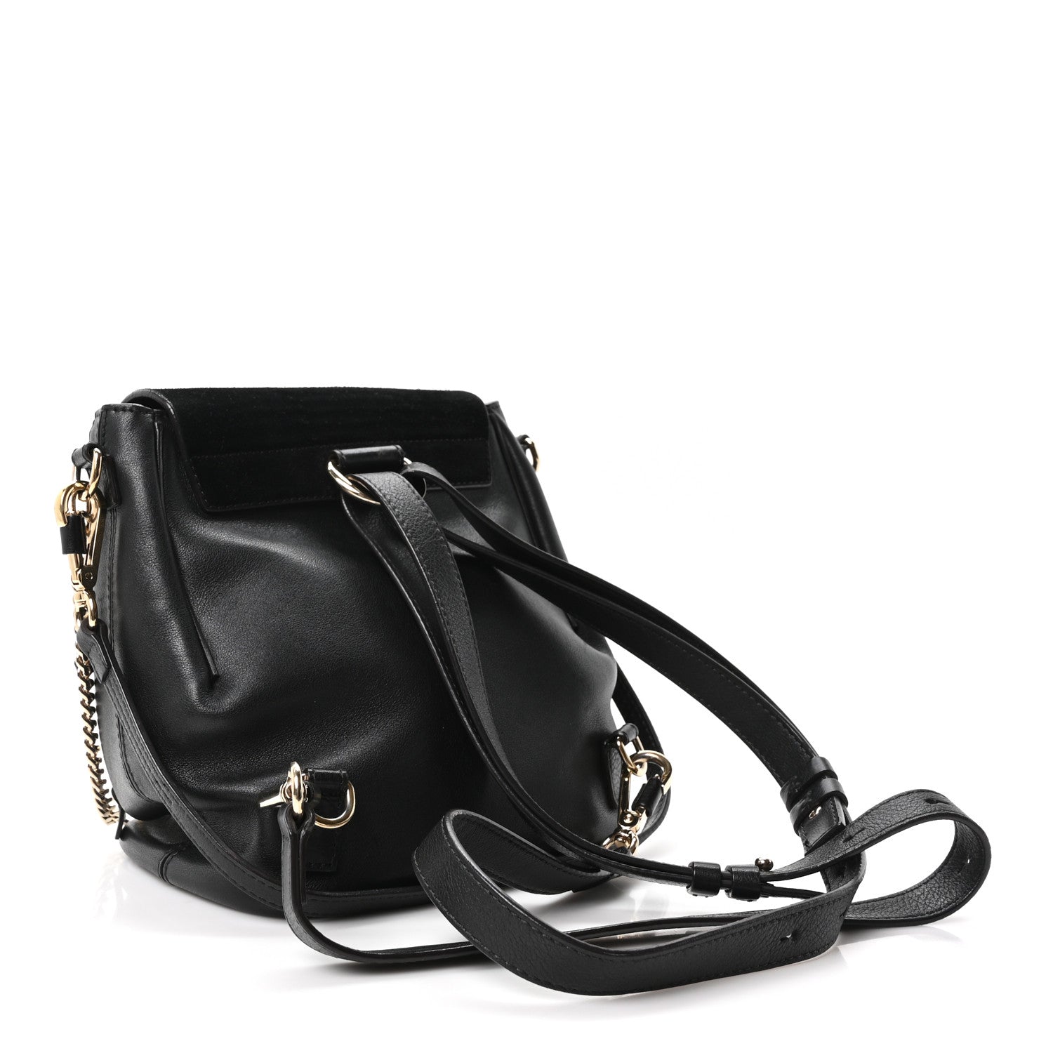 Suede Calfskin Small Faye Backpack Black