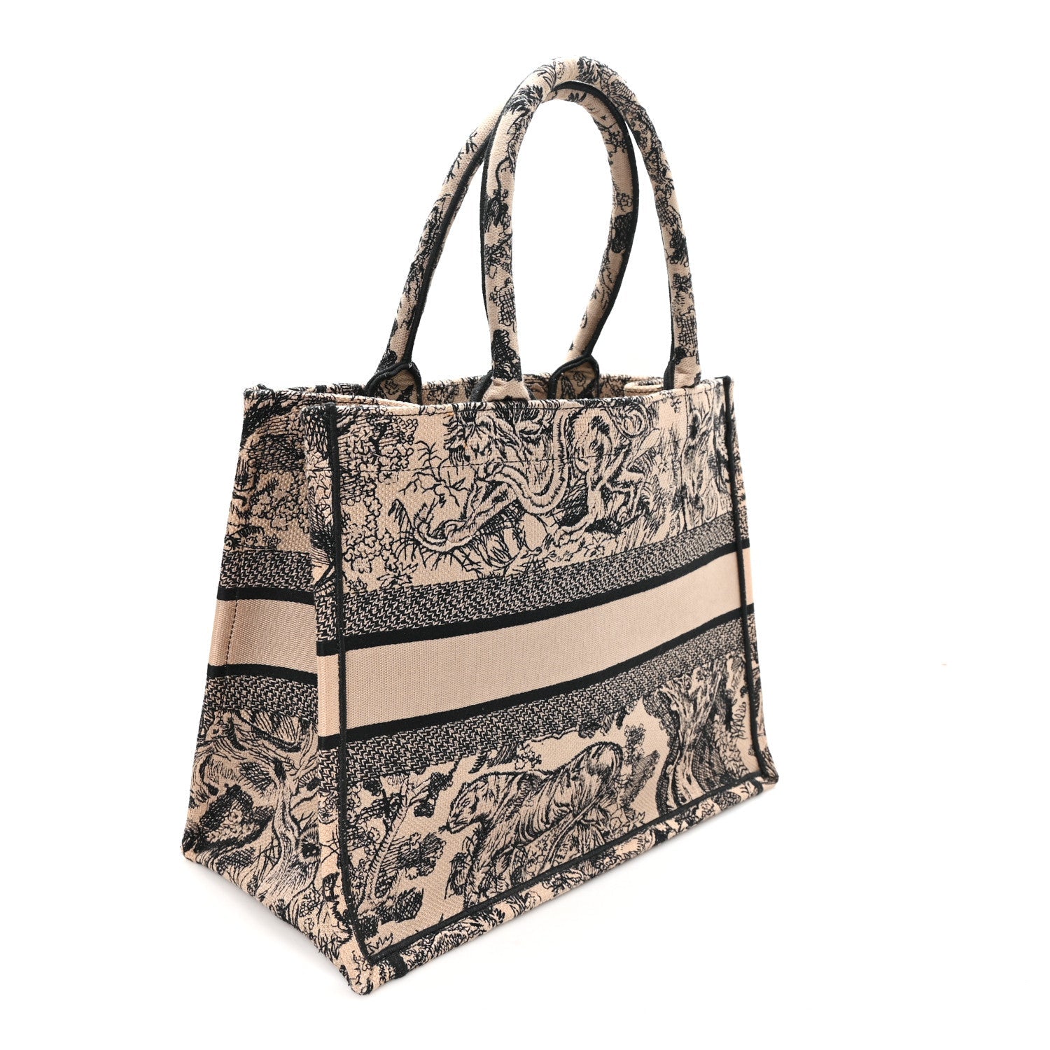 Canvas Embroidered Medium Dioriviera Toile De Jouy Book Tote Black