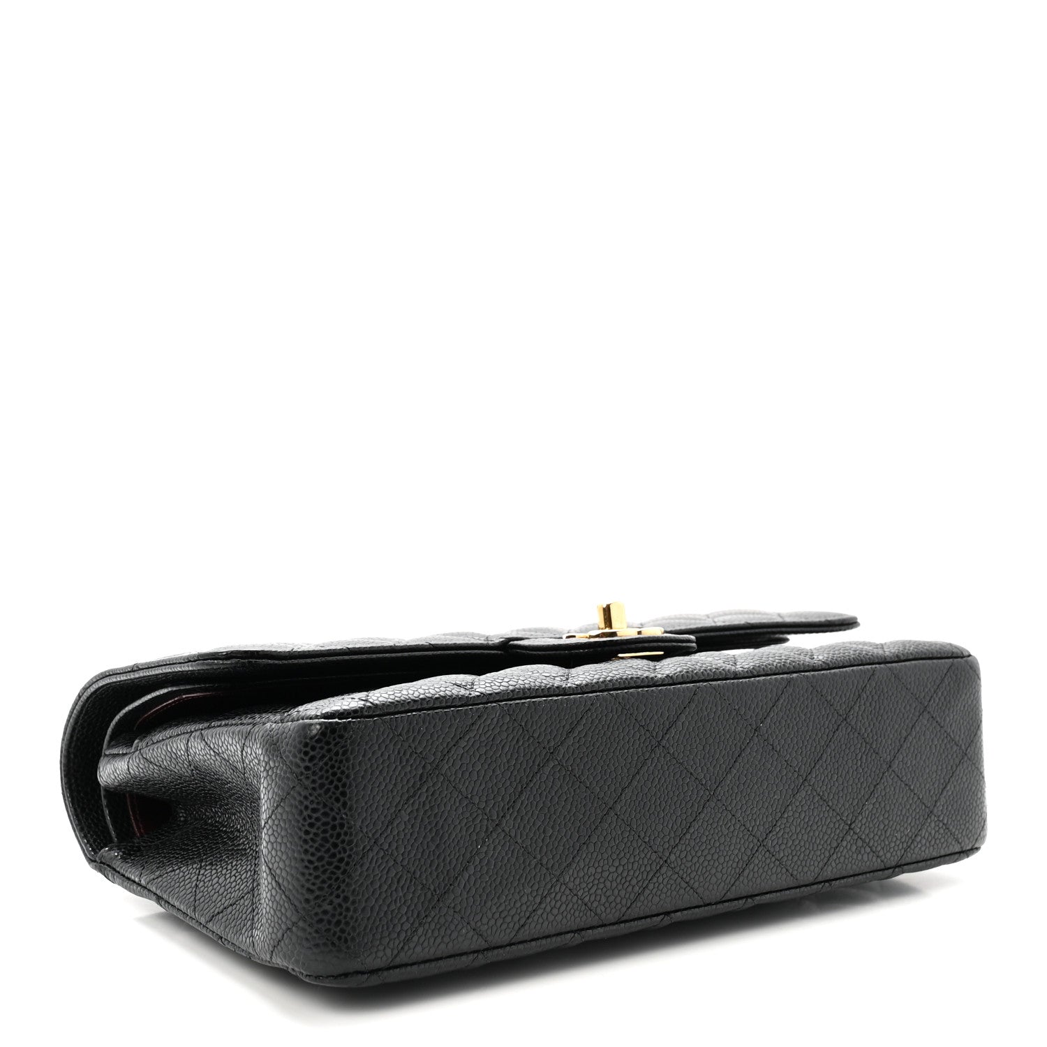 Caviar Quilted Medium Double Flap Black