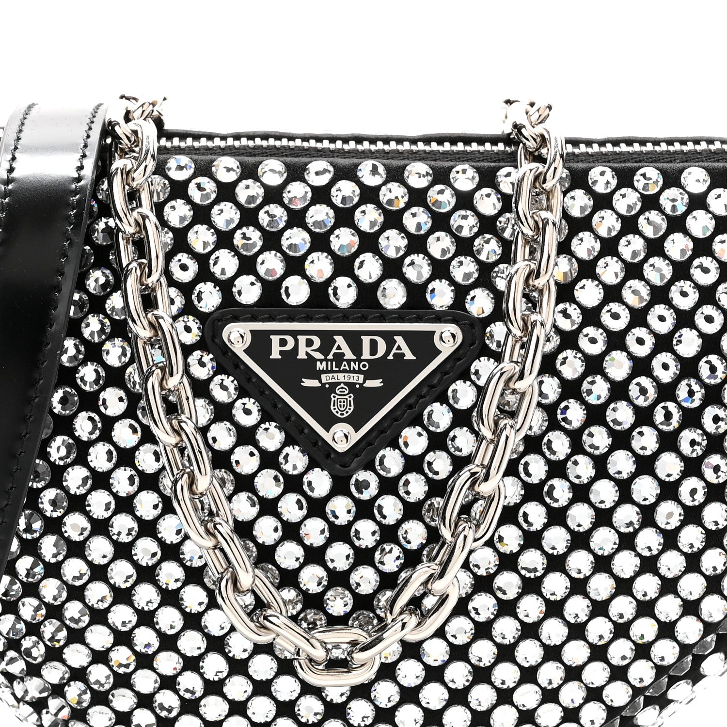 Satin Crystal Triangle Crossbody Pouch Cristal