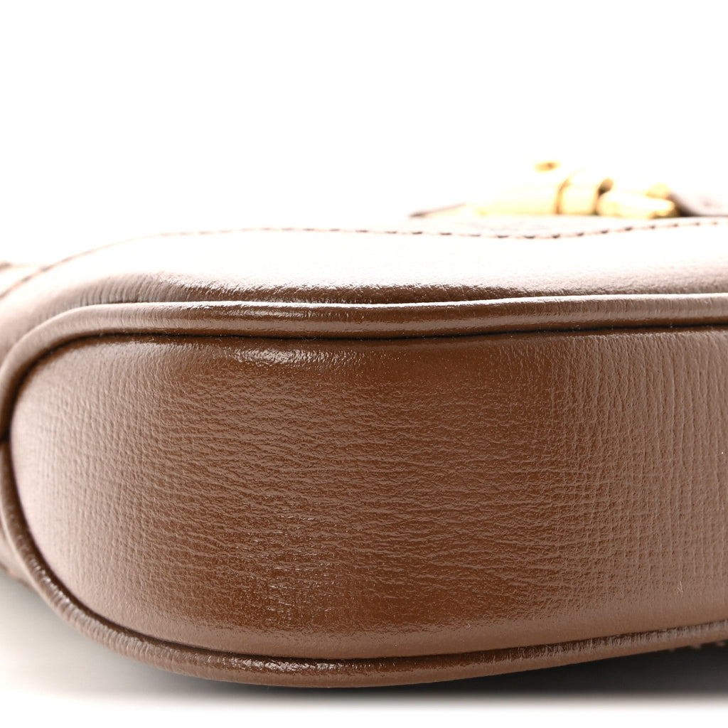 GG Supreme Monogram Azalea Calfskin Web Mini Jackie 1961 Hobo Beige Ebony Brown Sugar