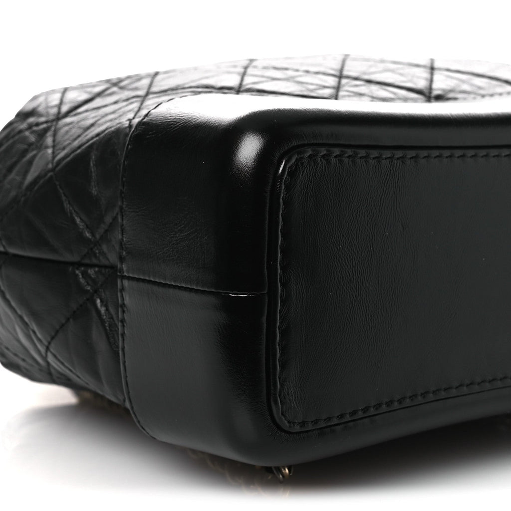 Aged Calfskin Quilted Small Gabrielle Backpack Black