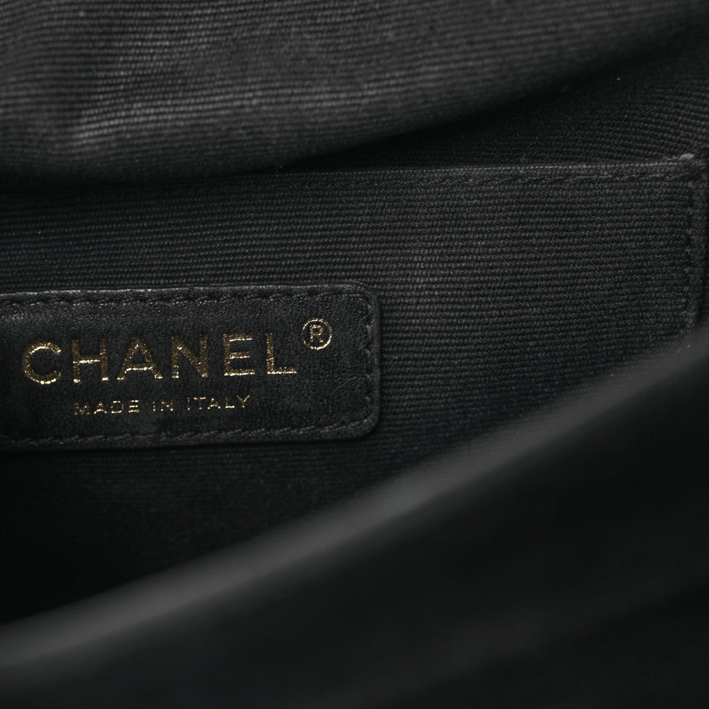 Glazed Calfskin Quilted Rita Top Handle Flap Black