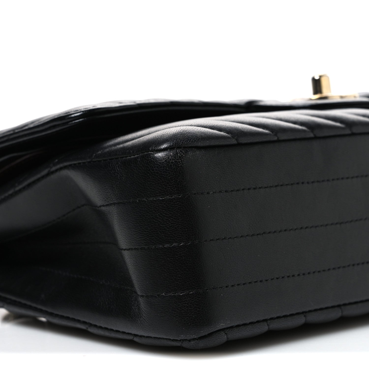 Lambskin Chevron Quilted Medium Double Flap Black