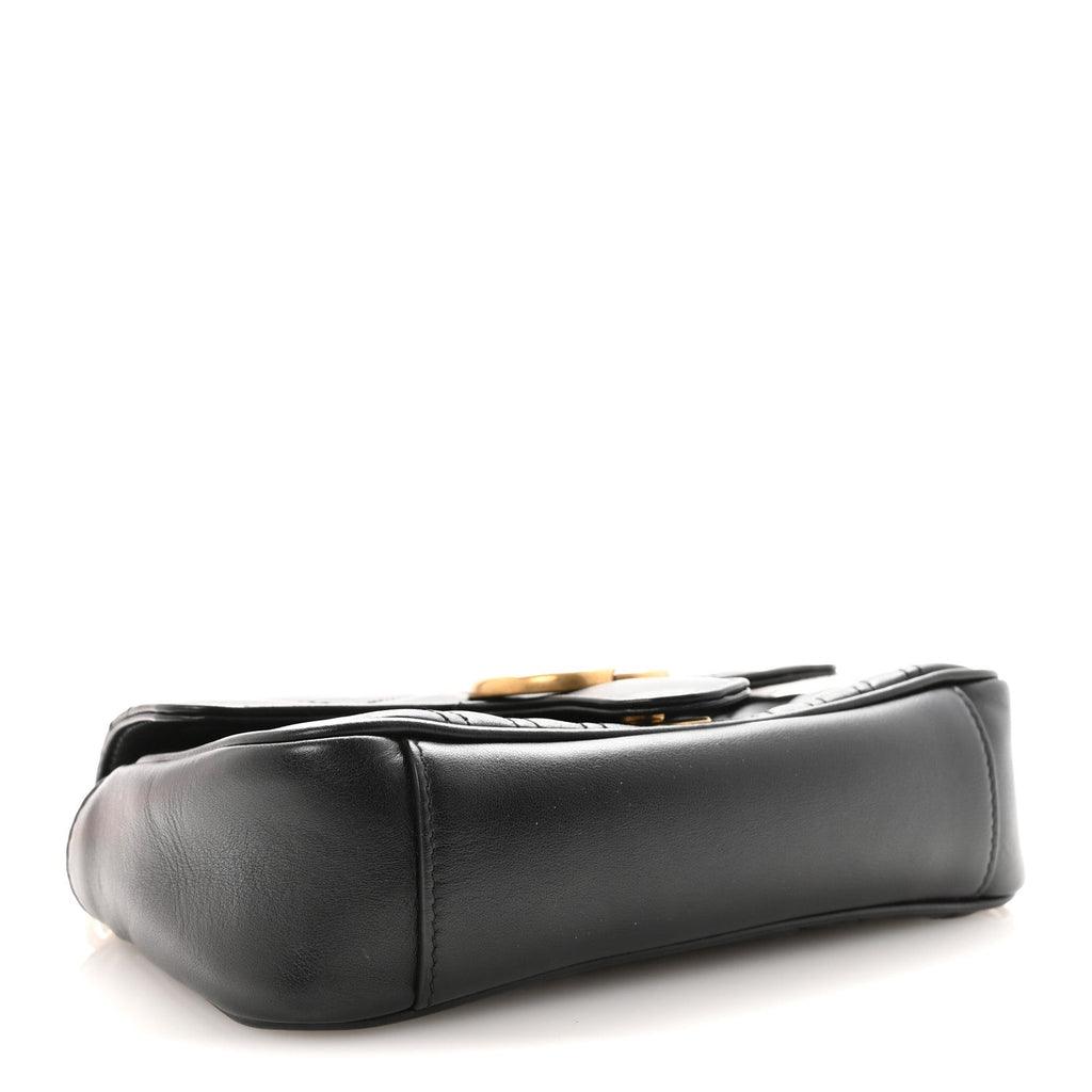 Calfskin Matelasse Mini GG Marmont Shoulder Bag Black