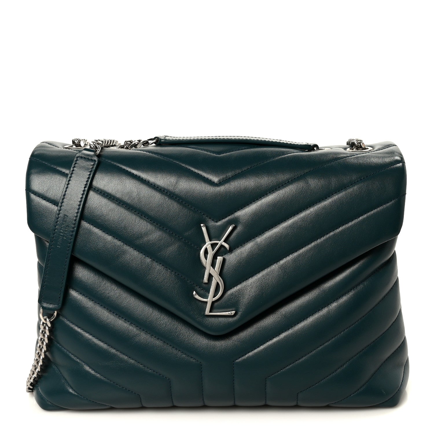 Calfskin Y Quilted Monogram Medium Loulou Chain Satchel Dark Turquoise