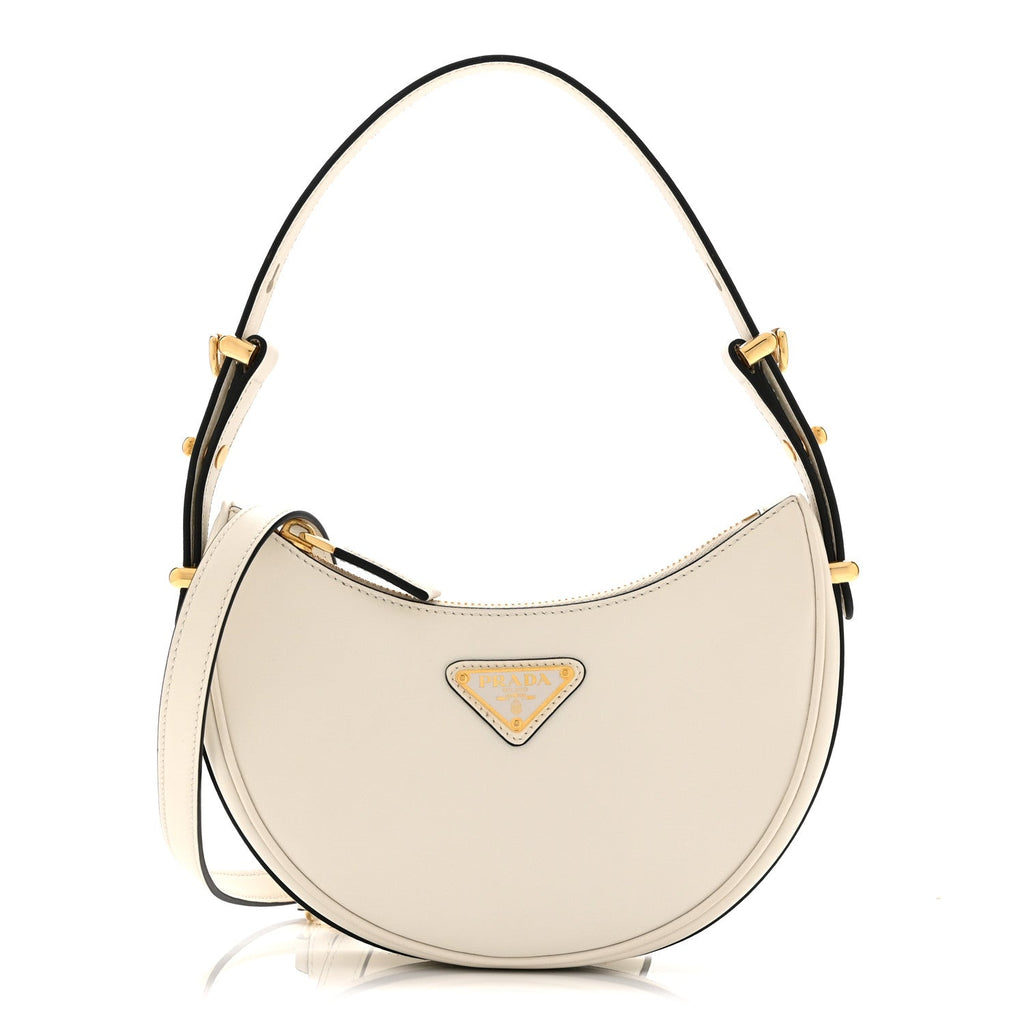 Soft Calfskin Mini Arque Shoulder Bag White