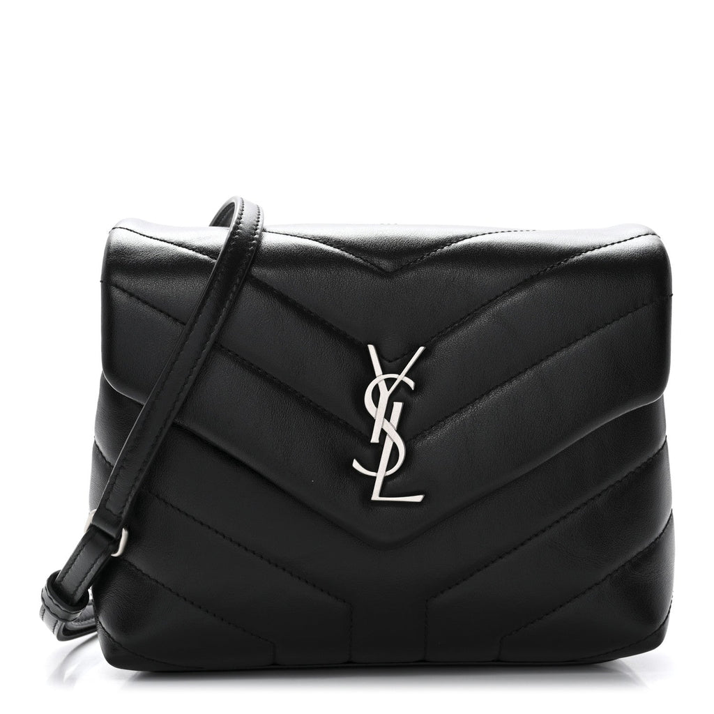 Calfskin Y Quilted Monogram Toy Loulou Crossbody Bag Black