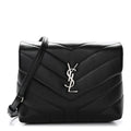 Calfskin Y Quilted Monogram Toy Loulou Crossbody Bag Black
