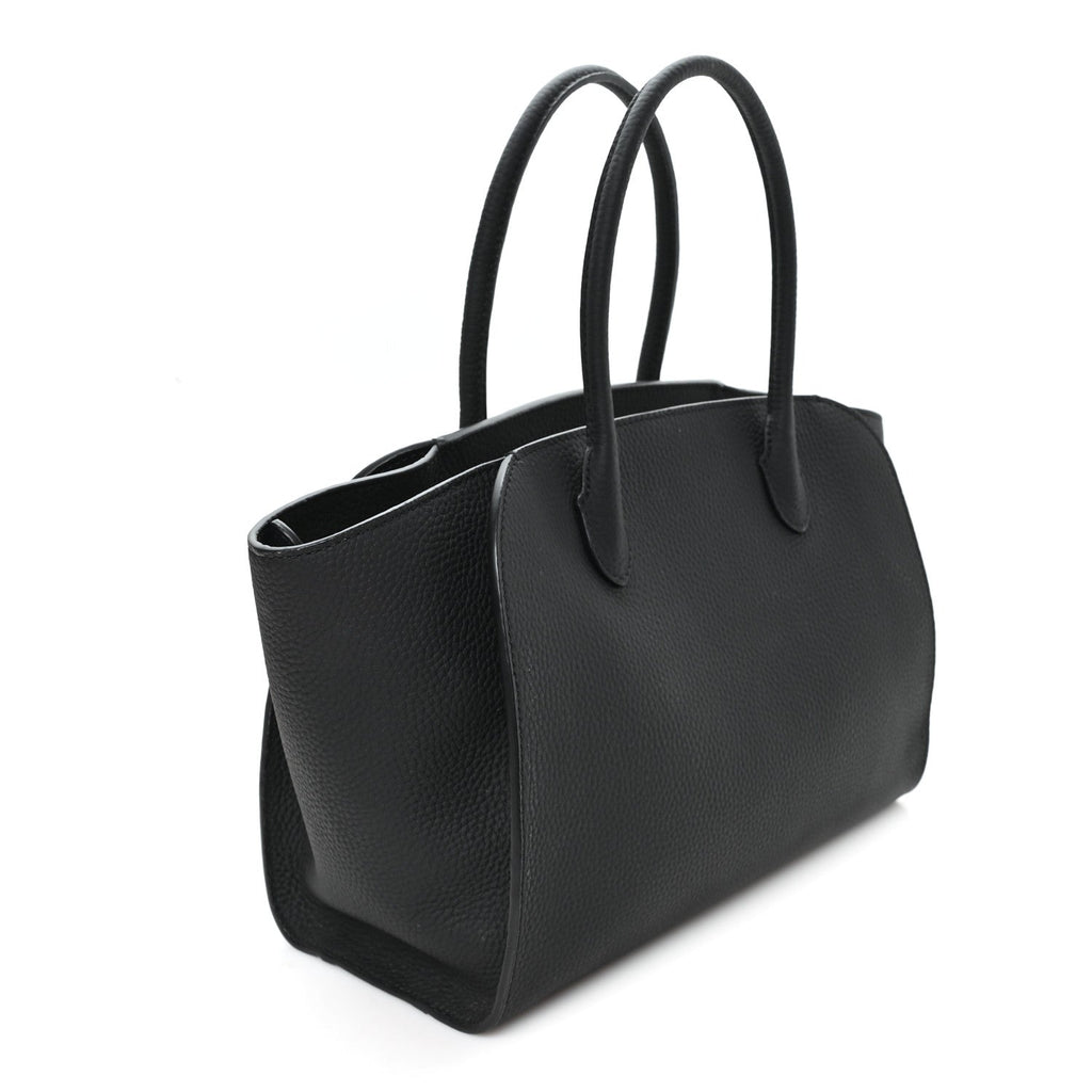 Grained Calfskin Marlo 12 Tote Bag Black Black