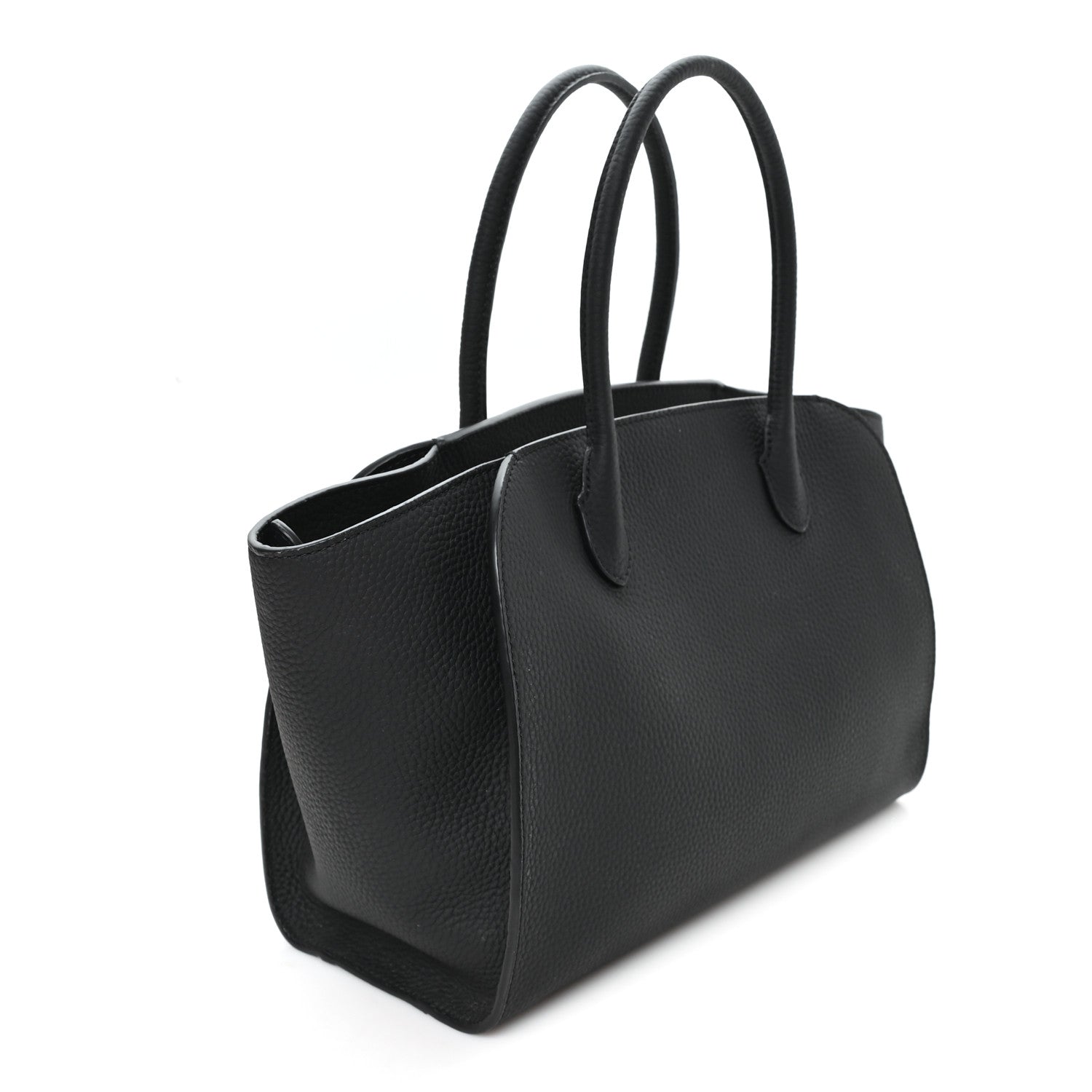Grained Calfskin Marlo 12 Tote Bag Black Black