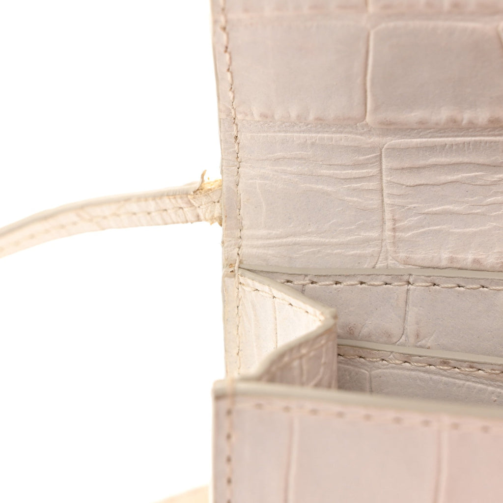 Calfskin Crocodile Embossed Le Riviera White