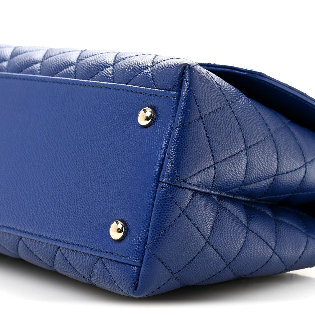Caviar Quilted Small Coco Handle Flap Blue