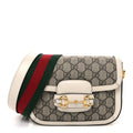 GG Supreme Monogram Textured Dollar Calfskin Web Mini Horsebit 1955 Shoulder Bag