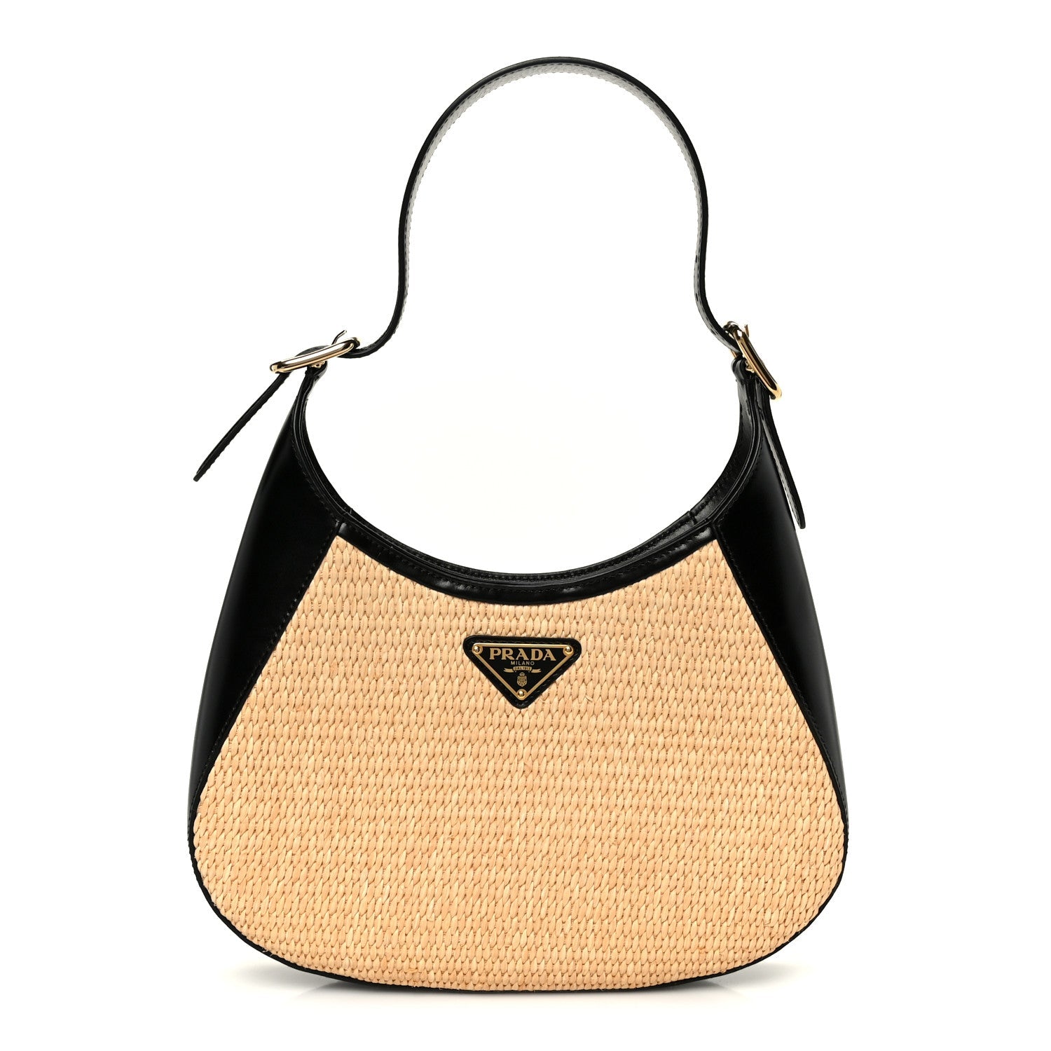 Paglia Spazzolato Shoulder Bag Naturale Black