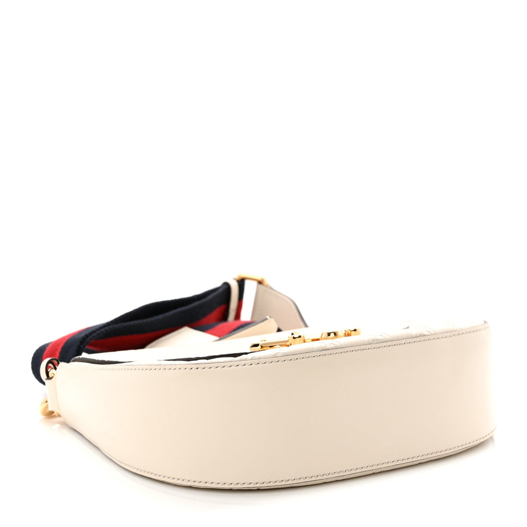 Guccissima Web Medium Padlock Messenger Shoulder Bag White