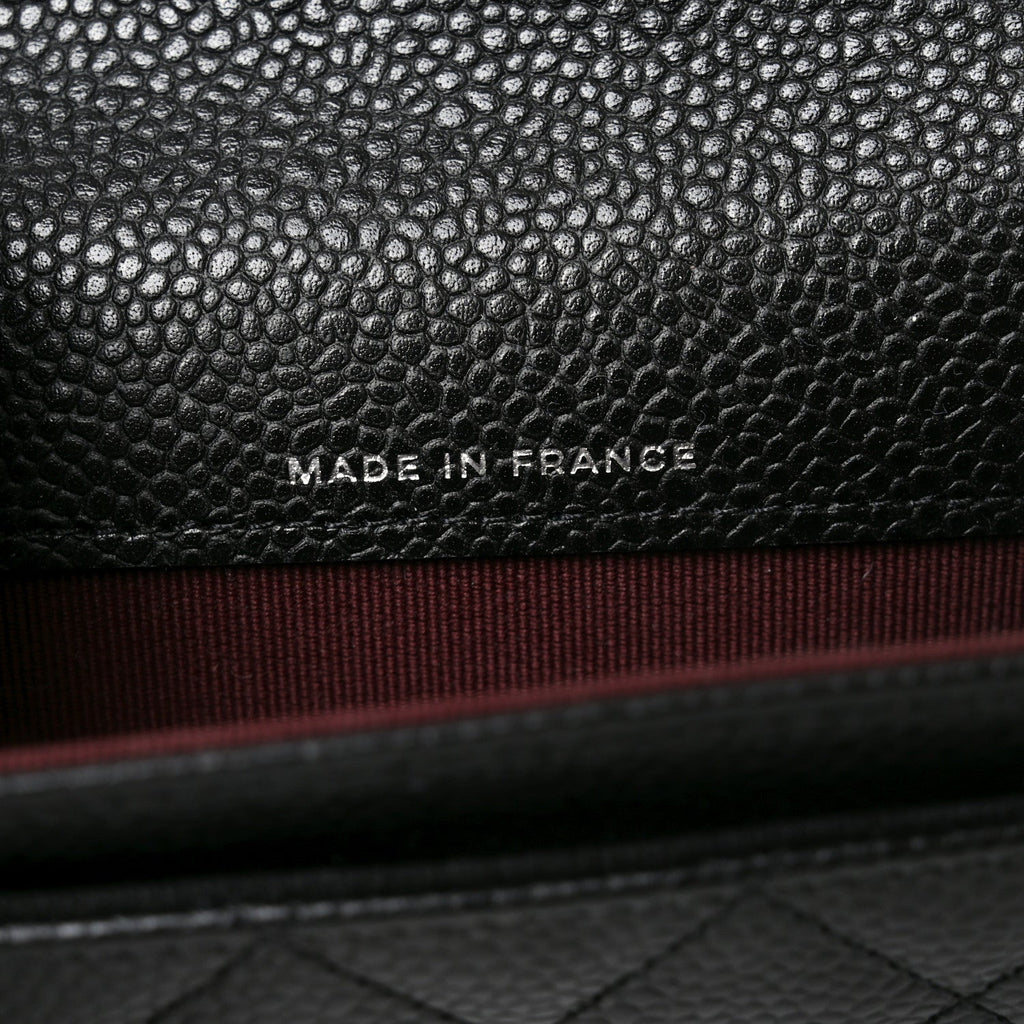 Caviar Quilted Flap Card Holder Black