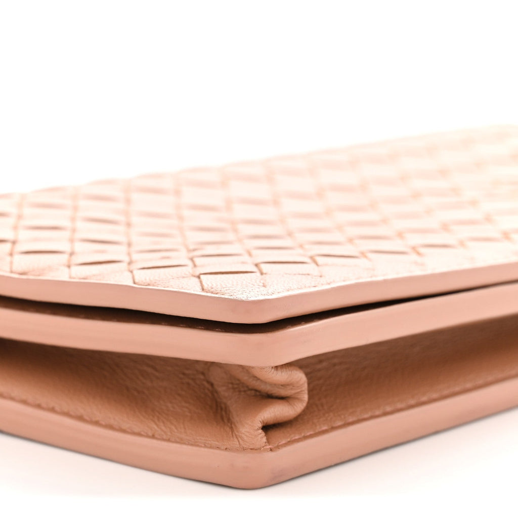 Nappa Intrecciato Continental Wallet on Chain Dusty Rose