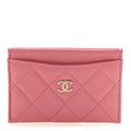 Caviar Quilted Card Holder Dark Pink