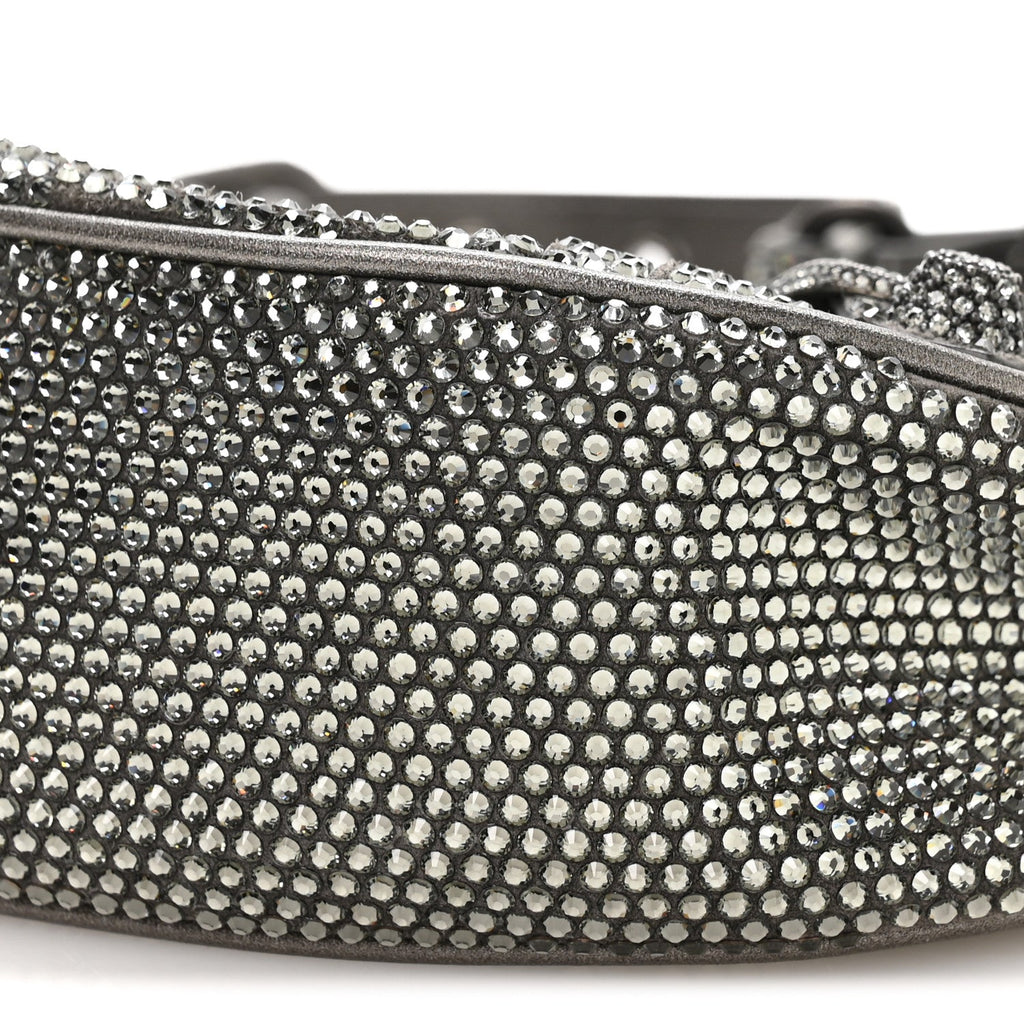 Rhinestone Encrusted Le Cagole Shoulder Bag XS Silver