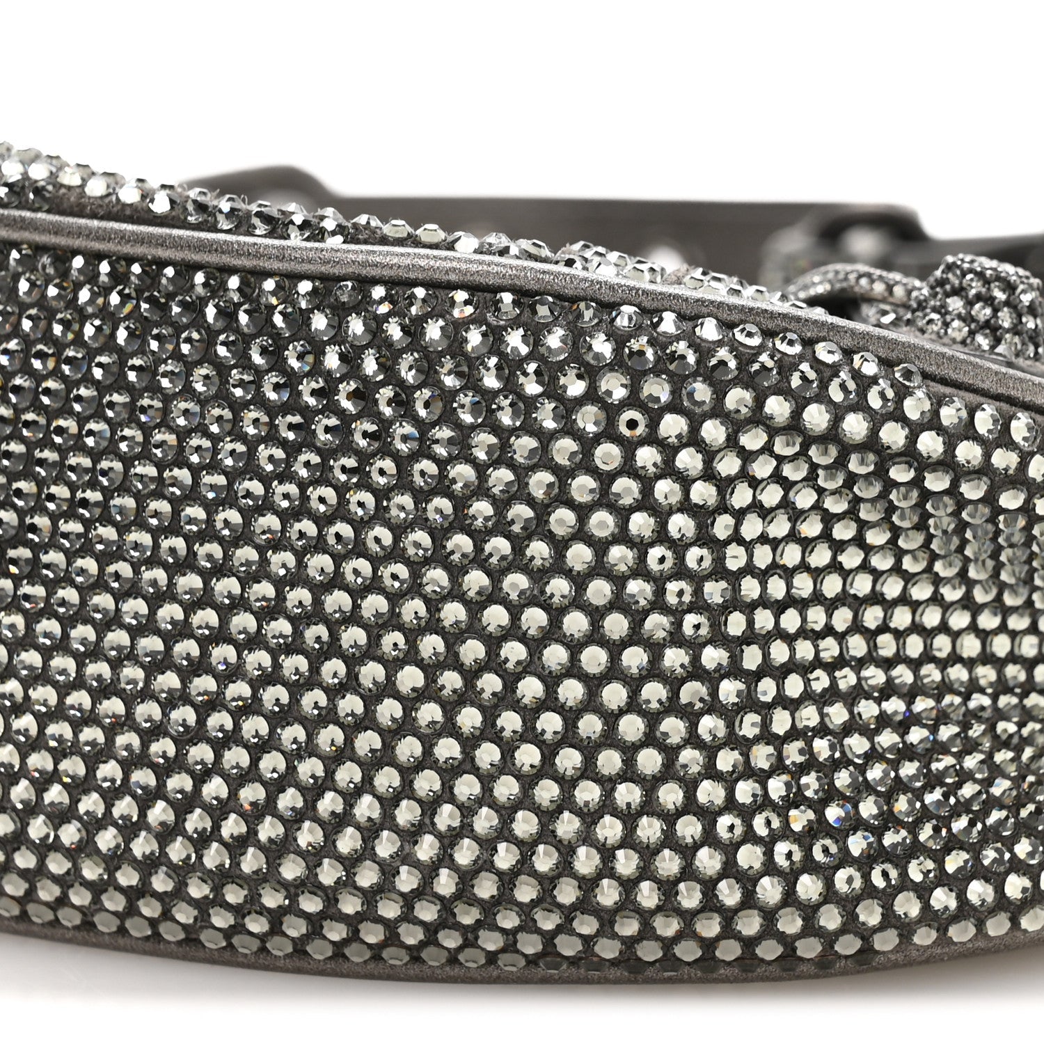 Rhinestone Encrusted Le Cagole Shoulder Bag XS Silver