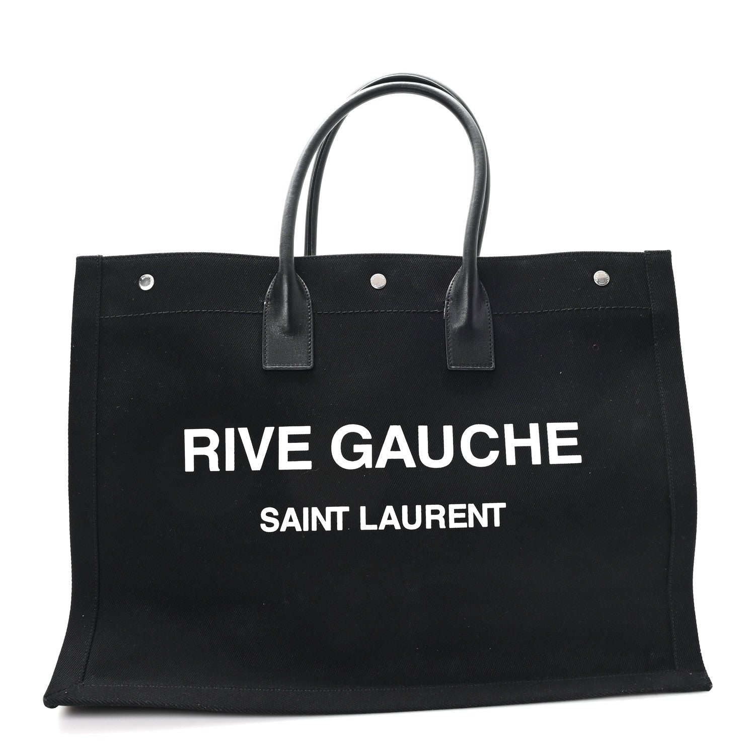 Linen Calfskin Rive Gauche Tote Black