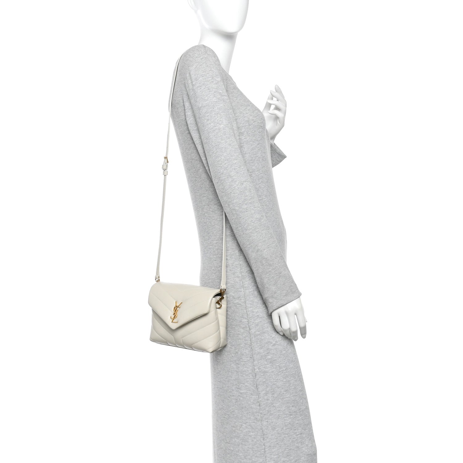 Calfskin Y Quilted Monogram Toy Loulou Crossbody Bag Blanc Vintage