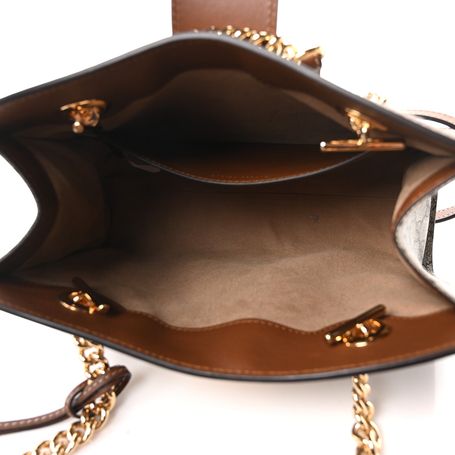 GG Supreme Monogram Calfskin Small Padlock Tote Beige Ebony Tuscany