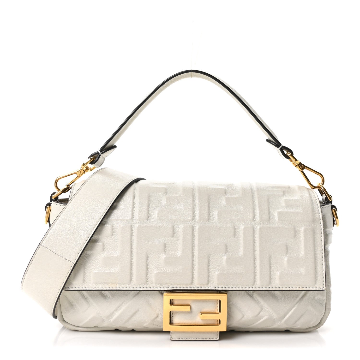 Nappa FF 1974 Embossed Baguette White